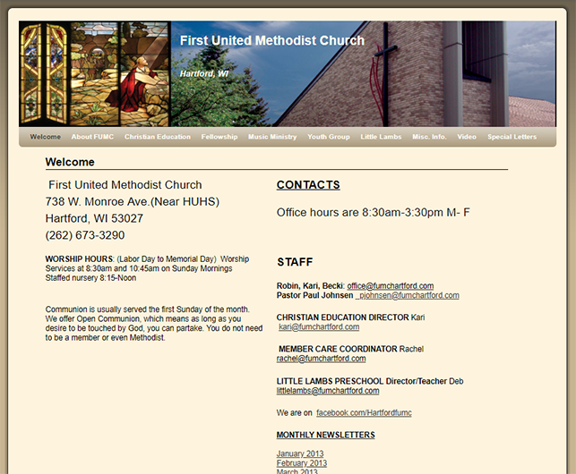 Image of Web site First United Methodist Hartford WI